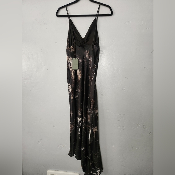NWT All Saints Alexia Titania Silk Asymmetrical Sill Blend Dress Sz 8 - Picture 7 of 14